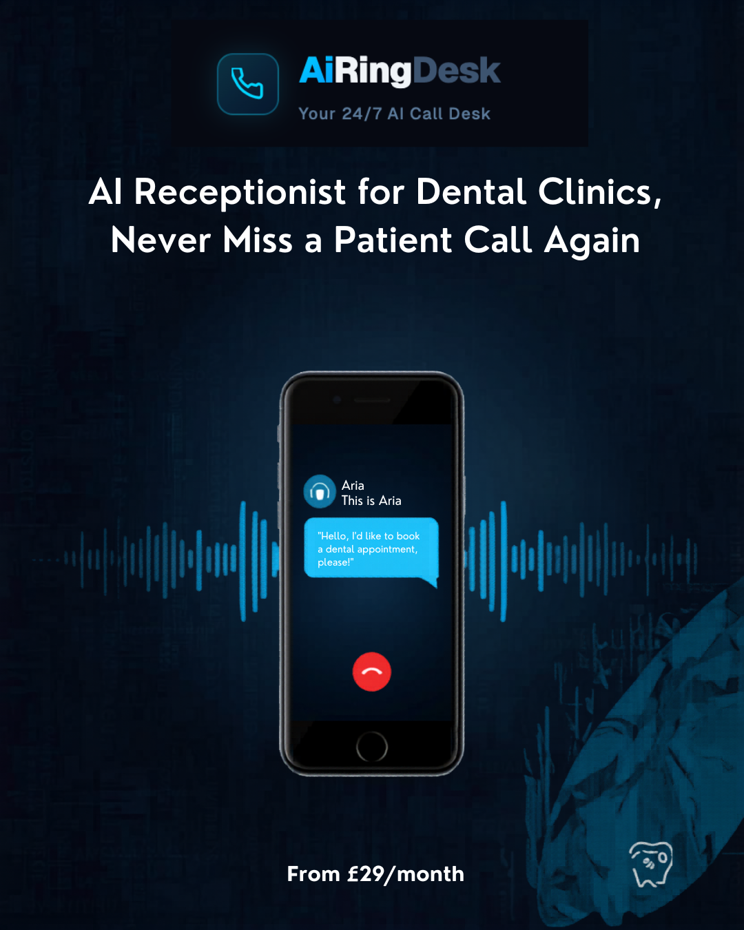 AiRingDesk AI Receptionist for Dental Clinics - Never Miss a Patient Call Again